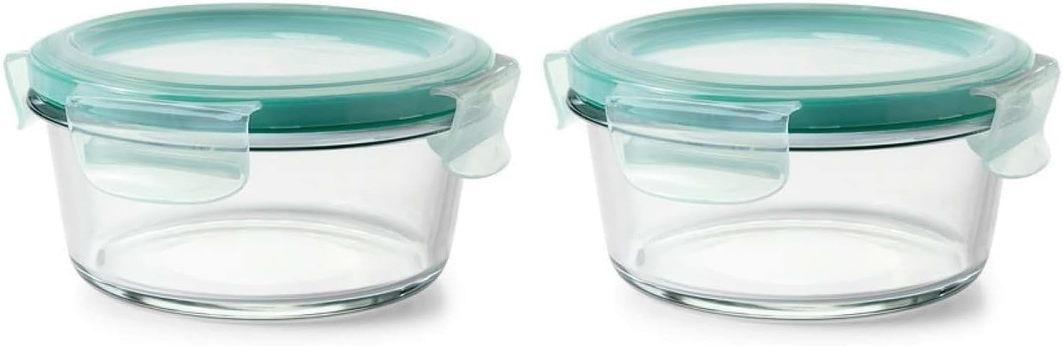 OXO Good Grips 2 Cup Smart Seal Glass Round Food Storage Container (Pack of 2)