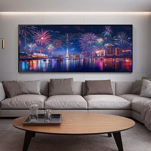 Peinture diamant adulte XXL pour décorer le salon avec un panorama urbain 5D