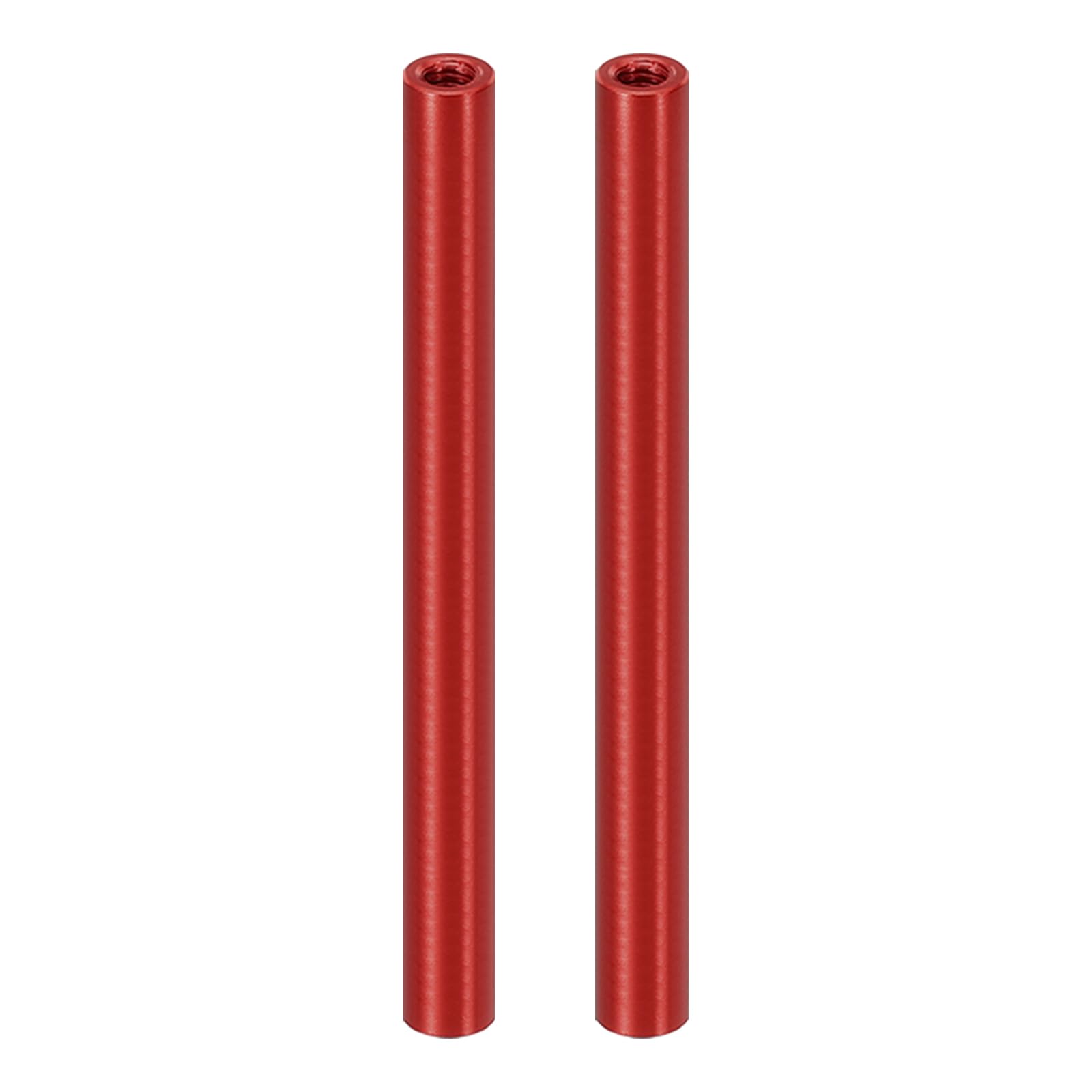 PATIKIL 2pcs M3 Metal Threaded Standoff Spacer Nuts, Round Aluminum Spacers Female Coupling Screws, 1/8" ID x 3/16" OD, Red, (70mm L)