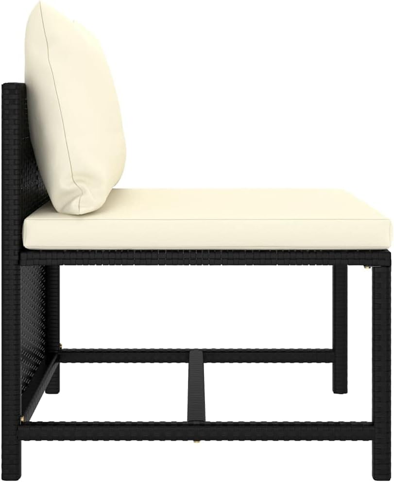 vidaXL Patio Lounge Set 9 Piece, Sectional Sofa for Outdoor, Patio Furniture with Cushions, Corner Sofa, Farmhouse Modern Style, Poly Rattan Black