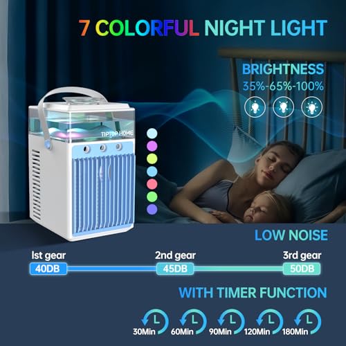 Bubbacare B-BG AIR0415-02 Portable Air Conditioners, 4 In 1 Rechargeable Mini Air Conditioner Evaporative Personal Cooler Humidifier With App Control, 800Ml Mini Ac Desktop Cooling Fan For Office Tent Bedroom thumb #4