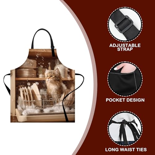 Image of Nuxovilar Cute Apron with Pockets, 26.77 * 30.7 Inches, Versatile for Meal Prep, Baking, Holiday Cooking