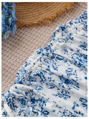 Milumia Women's Boho Floral Drawstring Split Thigh Ruched Bodycon Midi Skirts3