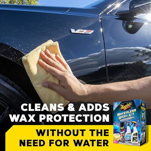 Image of Meguiar's Waterless Wash Kit - This Premium Car Detailing Kit Gently Removes Dirt and Grime, Adds Shine and Protects Several Surfaces on Your Car Without Water - Get Amazing Results Detailing Anywhere