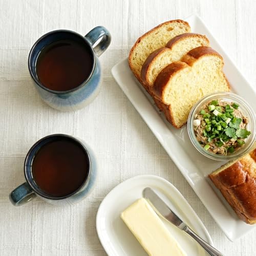 Set de 4 tazas de cerámica para café, 17 oz, azul miniatura 3