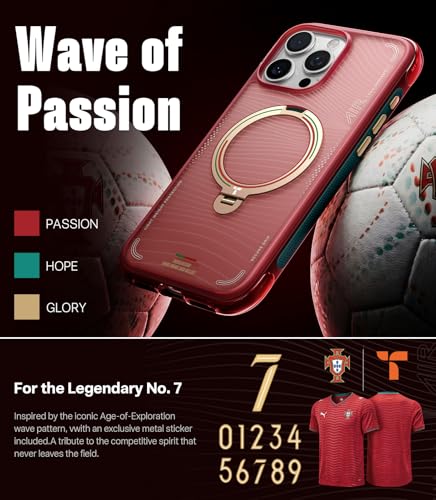 Image of TORRAS World Cup Inspired, Official Portuguese Football Federation Limited Edition, Ostand Q3 Air for iPhone 16 Pro Max Case, 360 Magnetic Stand, Fit for MagSafe, Mil-Grade Drop Tested, Wave Passion
