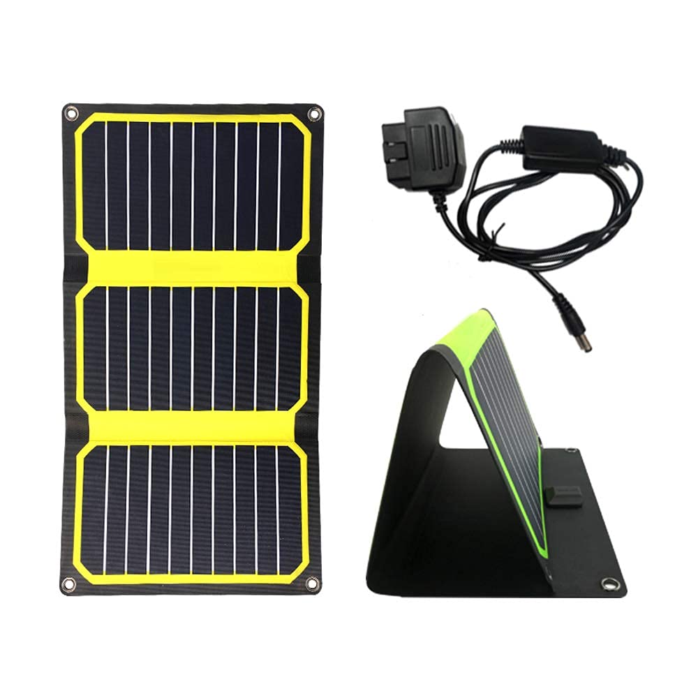 FlexSolar Solar Panel Car Battery Trickle Charger Maintainer Kit with OBD2 Connector & 5V USB Port,S