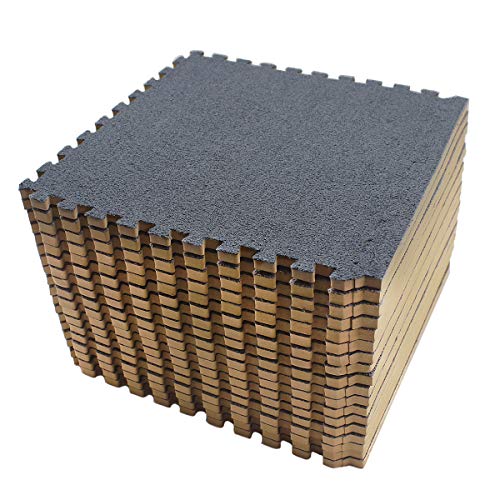 Amazon Brand - Umi - 1' x 1'(30cm x 30cm) Dalles en Mousse à Emboîter de (Daim)(18 Pièces Gris Foncé)