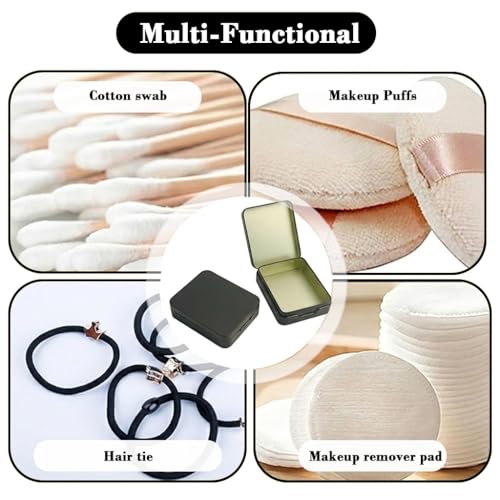 Image of HASTHIP 2Pcs Tin Box - Rectangular Portable Travel Small Box Tiny Metal Container Mini Storage for Cotton Balls, Swabs, Floss, 9.3x7.5x2.5cm