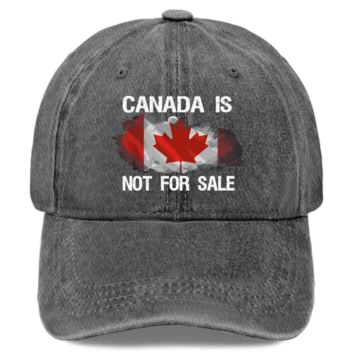 Canada is Not for Sale hat for Men Vintage Cotton Washed Baseball Caps Adjustable Dad Hat Crazy Light Grey