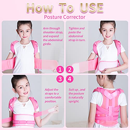 Jlk-Zhou Posture Corrector For Kids And Teens Back Adjustable Corrective Prevent Children Humpback Upper Back Shoulder Lumbar Waist Supporting Belt For Teenagers Bone Injury Correction (Pink, Medium) #TOP5