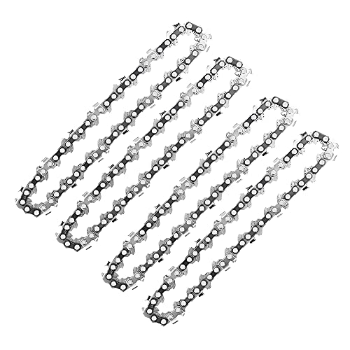 Seesii Mini Chainsaw Chain Replacement 6 Inch 4pcs, Battery Powered Mini Cordless Chainsaw Electric Chainsaw Pruning Saw Chainsaw Chains for Wood Branch Cutting (4pcs, 6 Inches)