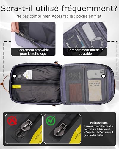 Organisateur De Valise Voyage : COOLIFE Sac à Dos sous Vide Voyage Easyjet 45x36x20 avec Pompe|... – Image 6