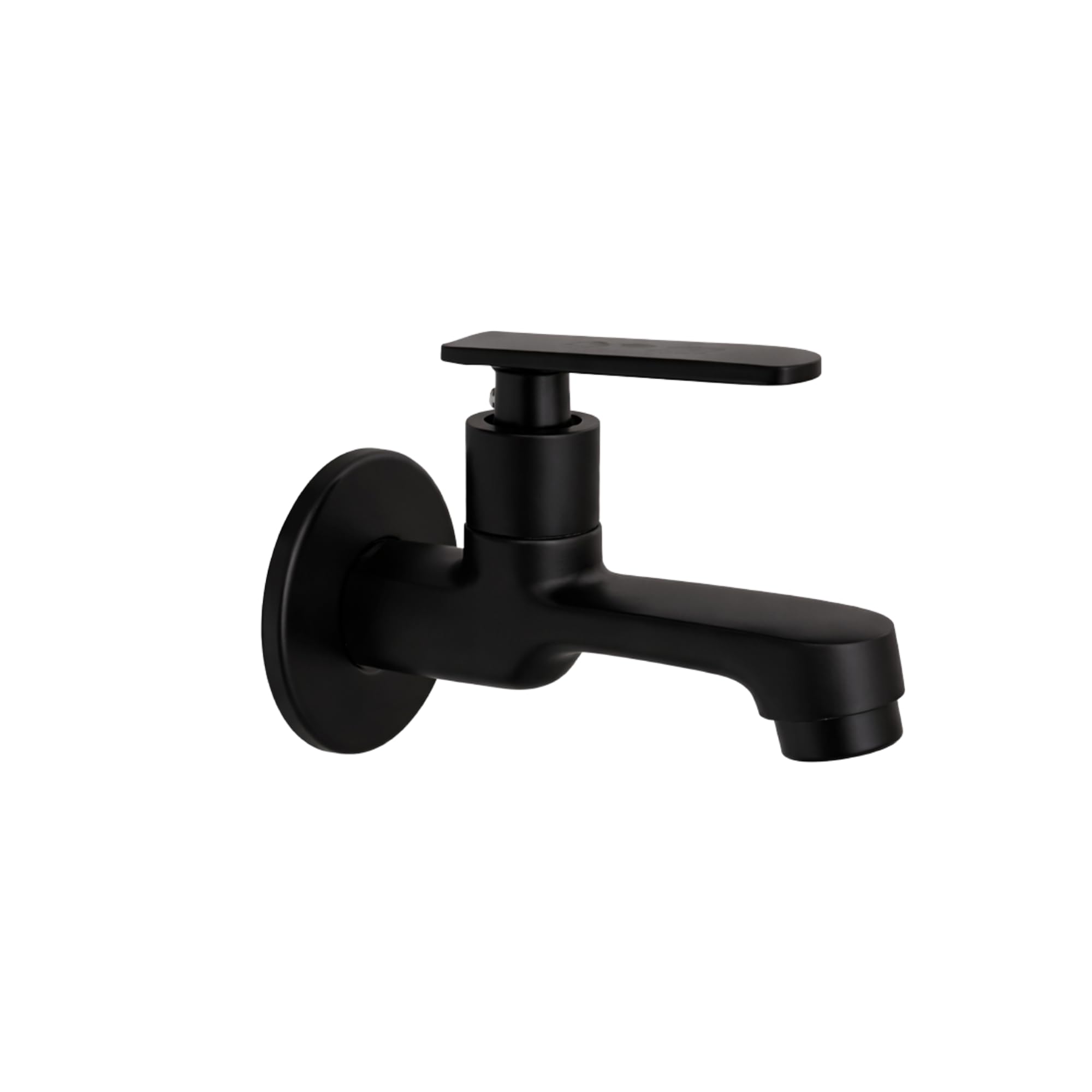 new ware® 4.5 inch matte black bib cock tap, brass wall mount faucet with flange | bathroom & kitchen water tap, heavy duty plumbing faucet for wash basin, sink, utility & garden use for home water