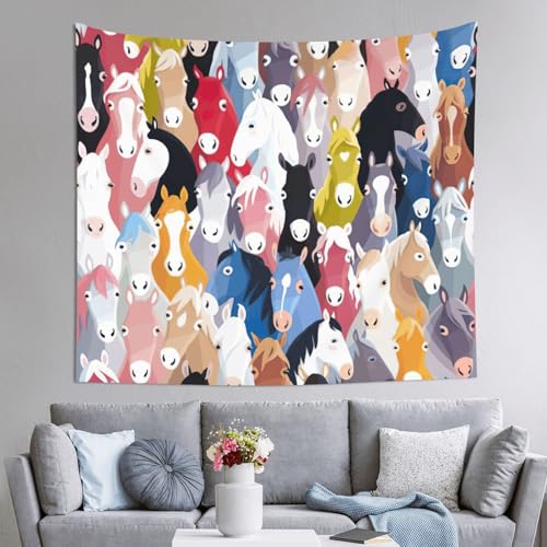 Tapisserie murale EdWal chevaux dessin animé 152x130 cm grande décoration