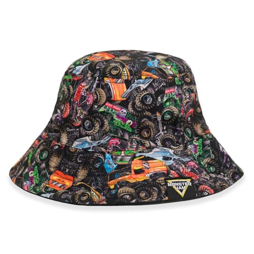 Monster Jam Grave Digger El Toro Loco Megalodon Max D Monster Mutt Zombie One Size Bucket Sun Hat Black OS Youth