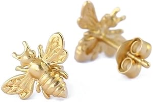 Delightful Honey Bee Stud Earrings: Exquisite Handcrafted Gold Jewelry