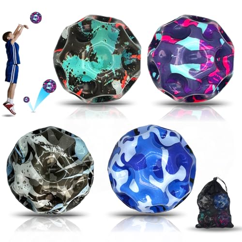 ROMINVIC Jump Ball,4 Stück Moon Ball Original,5AWG Auto Batterie Kabel mit M8 Leicht Greifbar – Flummies Galaxy für Boys
