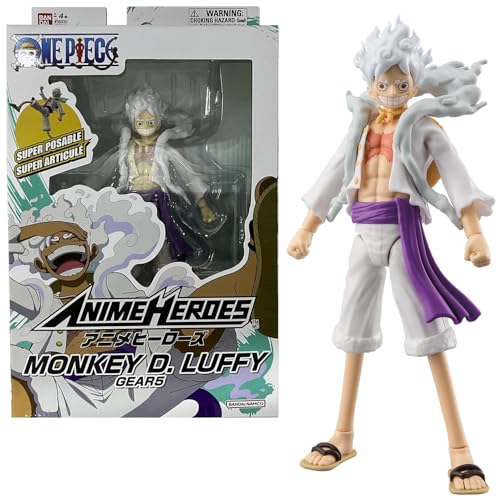 BANDAI - Anime Heroes - One Piece - Figurine Anime Heroes 17 cm - Monkey D. Luffy Gear 5 - Licence Officielle One Piece - Figurine articulée Luffy Version Gear 5 -...