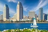 Quadro composito di alluminio 50 x 30 cm: panorama urbano del centro di San Diego negli Stati Uniti (171554597)