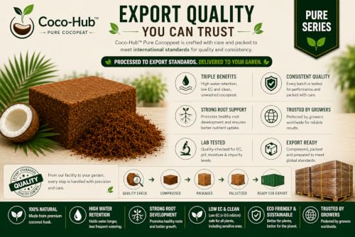 Image of Pure Series Natural Cocopeat Block 4 Kg | Coconut Coir Growing Medium | Expands Up to 55 litres | Ideal for Indoor & Outdoor Plants, Seed Starting, Potting Mix & Gardening, Pure, 4 Kg