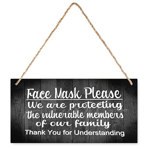 Rustic Wood Sign Face Mask Please We Are Protecting The
