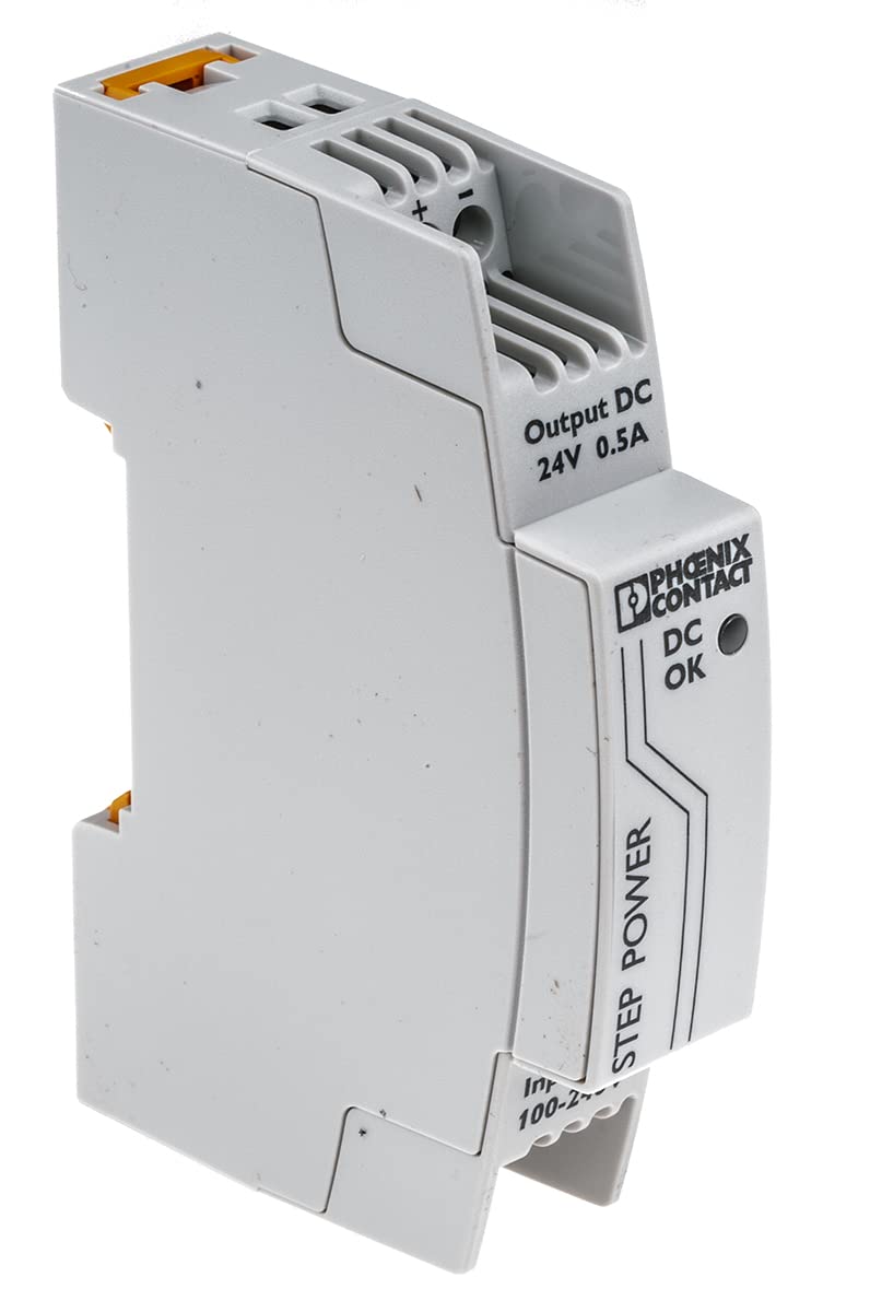 Phoenix Contact STEP-PS/1AC/24DC/0.5 Switch Mode DIN Rail Power Supply 85 → 264V ac Input, 24V dc Output, 500mA
