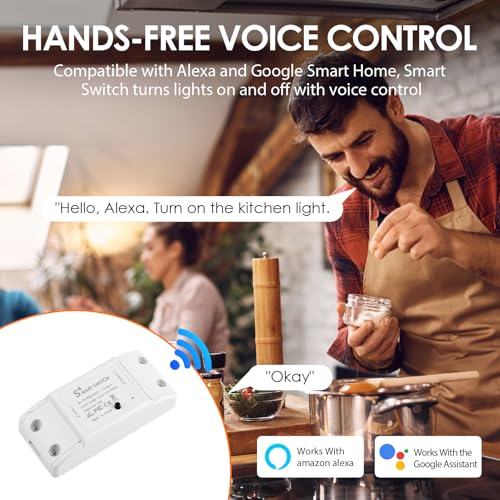Smart Wifi Light Switch 10A 2200W Smart Relay Timer Wireless Switch Universal Diy Module for Smart Home Automation Solution Works with Alexa Google Home Compatible with eWelink Ifttt No Hub Required - Image 4
