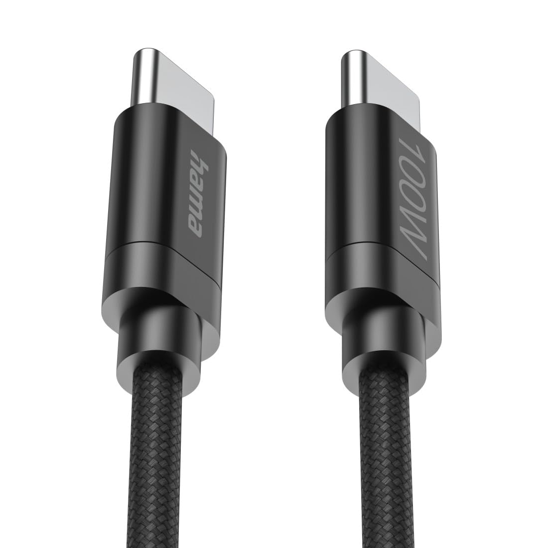Hama Ladekabel Fabric, USB-C - USB-C, 100W, 3 m, Nylon, Schwarz