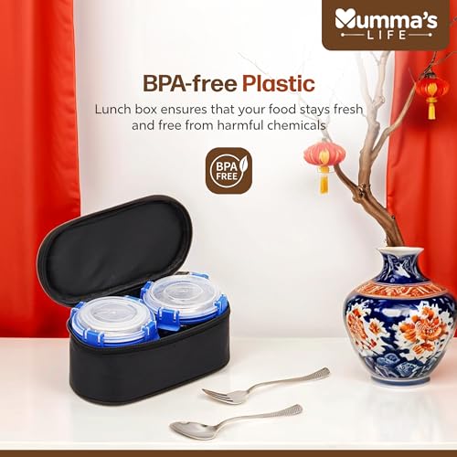 Image of Mumma's LIFE Stainless Steel Lunch Box Suitable for School, Offices and picnics(280 ML) (Black) (GRIN)