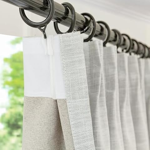 LANTIME Off White Blackout Drapes 102 inches Long, Pinch Pleats Faux Linen Textured Window Curtains, 26" W x 102" L,2 Panels Cover