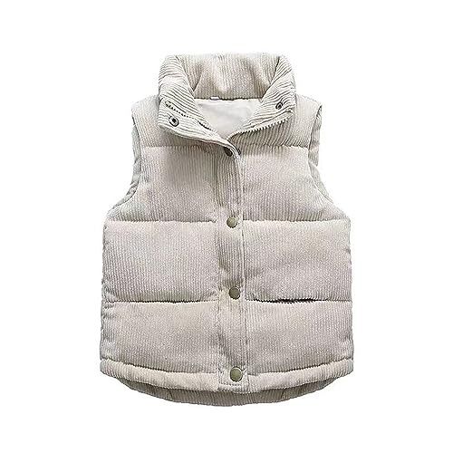 Corduroy Coat for Toddler Kids Boys Girls Sleeveless Collar Down Vest Fall Winter Solid Button Stripe Jacket 2025