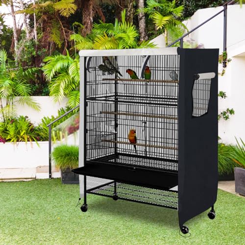 Image of Universal Bird Cage Cover, Dark Colored Drape for Animal Crate, Waterproof & Washable Night Cover for Cages, Distraction and Light Eliminator for Mink, Totoro, Parakeets, Parrot (M - 26 inchLx19 inchWx40 inchH)