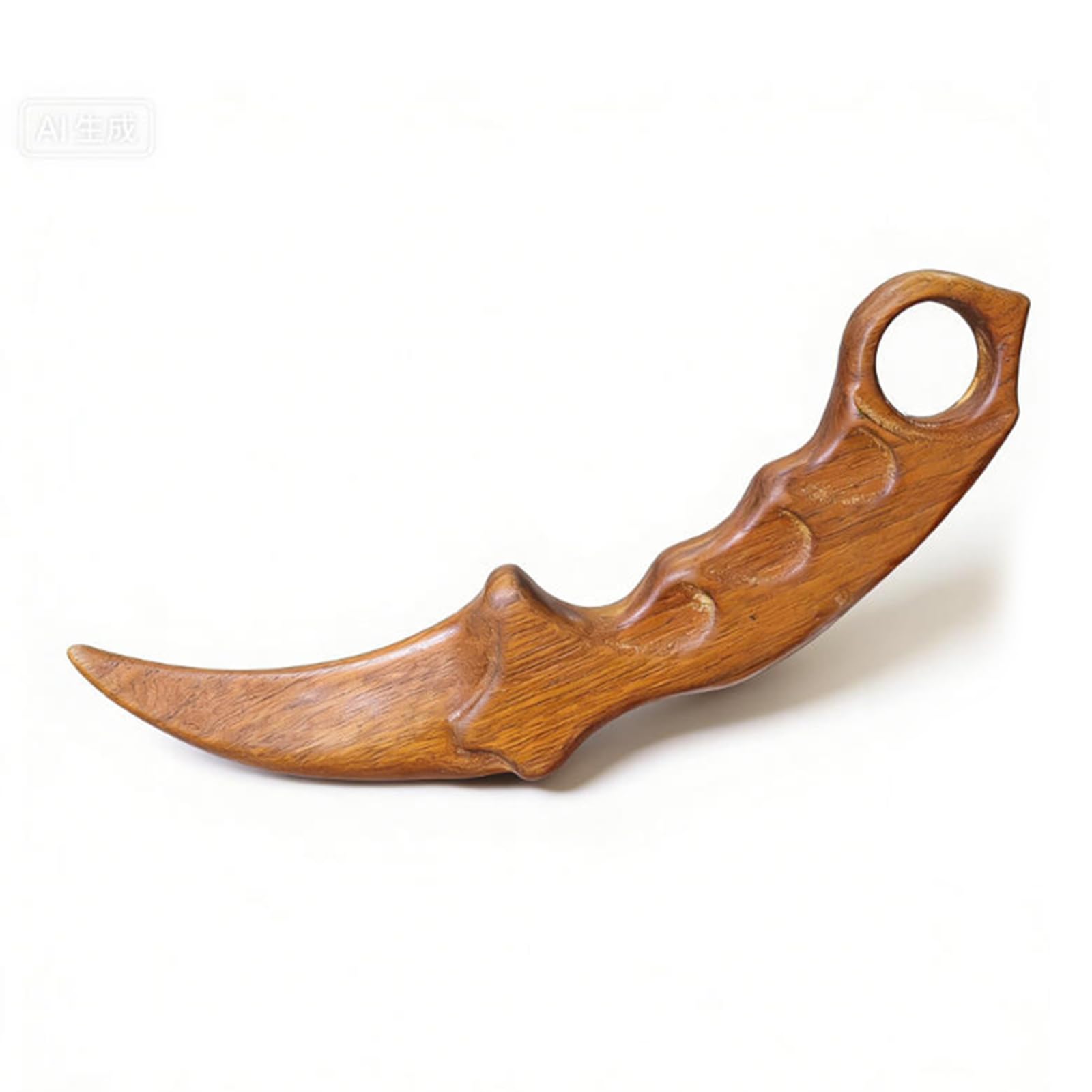 Golden Sandalwood Carved Claw Knife Ornament, Exquisite Wooden Craft for Arts Practice, Performance Training & Home Decoration