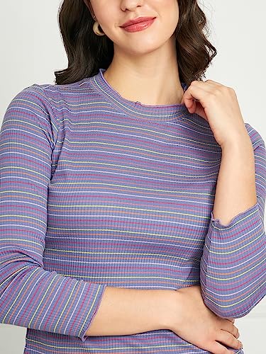 Image of Modeve Women Horizontal Stripes Striped Long Sleeves Top for Summer||Winterwear||