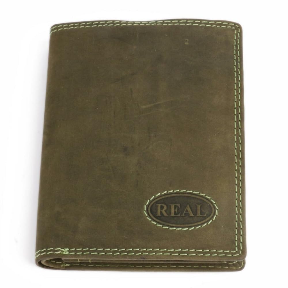 Lordies Geldbörse Wild Real Only echter Wasserbüffelleder - Grün für Männer - Every Day Use - Pass-trennend - 21x15x3 cm