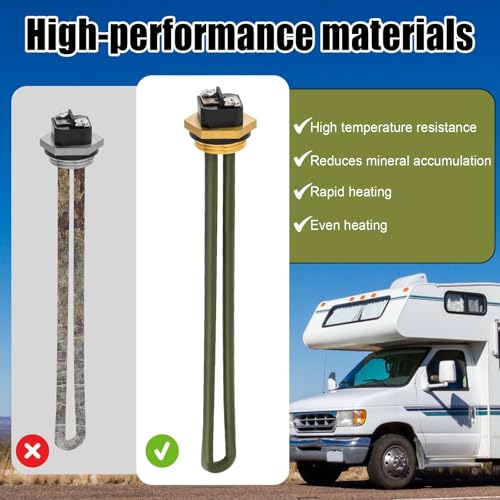 Image of 520900 RV Water Heater Element with Water Heater Element Wrench Socket, 1440W 120V Heating Element Replace 520789 232794 for Suburban RV SW Electric Water Heater Parts, Screw-In
