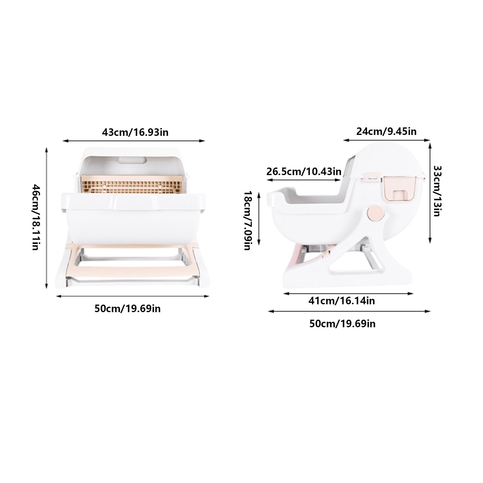 Exclusivo para Gatos y Perros Bandeja de Arena for Gatos Grande, semicerrada, semiautomática, basculante, Suministros for Mascotas, fácil Limpiar para Interiores(Beige)