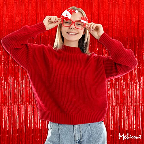 4 Pack Red Fringe Curtain Backdrop, 3.2Ft x 6.6Ft Metallic Tinsel Foil Fringe Streamers Curtains Background for Photo Booth Birthday Wedding Baby Shower Party Thanksgiving Christmas Decorations by Mebiornt - Image 7