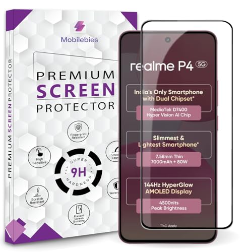 Image of Premium Tempered Glass Screen Protector Guard For Realme P4 5G (6.77 Inch, Pack of 1) | Edge to Edge Coverage With Easy to installation kit