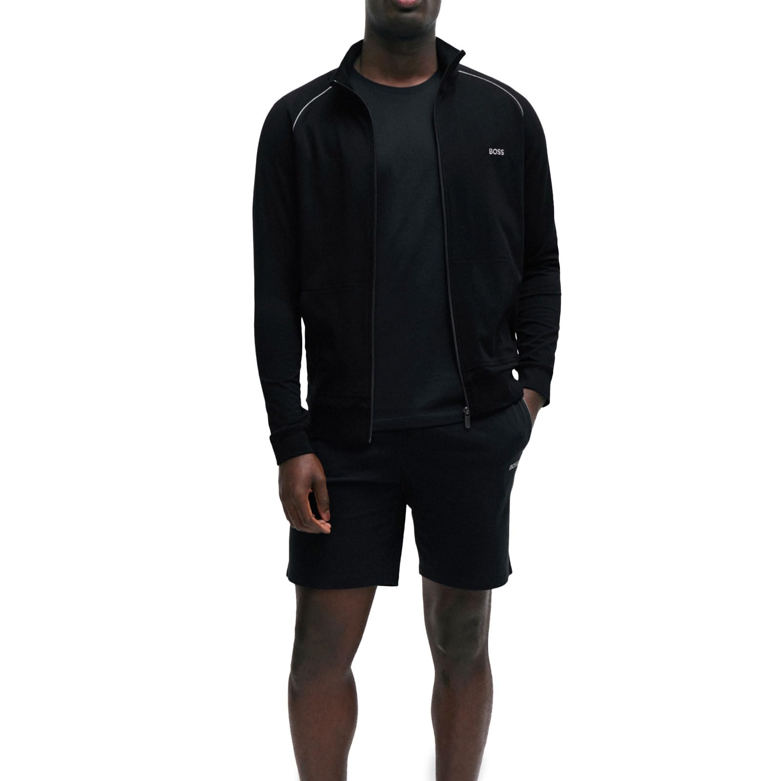 BOSS Herren Mix&Match Jacket Z Jacke aus Stretch-Baumwolle mit Reißverschluss und Kontrast-Paspeln