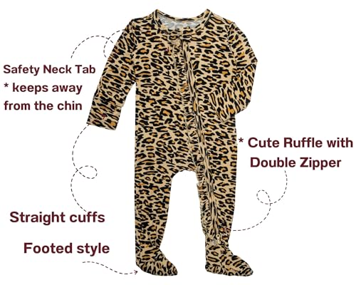 GUISBY Baby Footies Ruffle Pajamas, Soft Long Sleeve with 2 Way Zipper Sleepers2