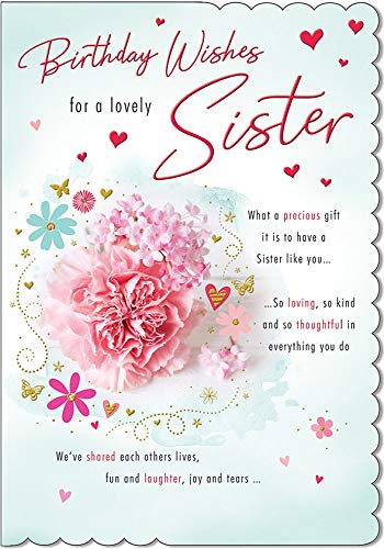 Piccadilly Greetings Piccadilly Greetings A20202 Traditional Birthday Card Sister - 9 x 6 inches red