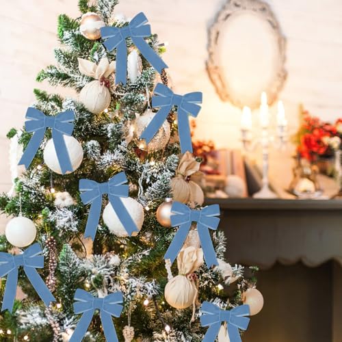 Image of Tsorode 10 Yards Black Velvet Ribbon 1 Inch for Christmas Tree,Velvet Christmas Ribbon for Gift Wrapping Crafts Bow Wreath Holiday Decorations (Blue, 1 inch-10 Yard)