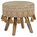 WOMO-DESIGN Sitzhocker aus Holzbeine, Stoffbezug, 38 x 36 cm, Holzoptik, Gold, Weiß, Polsterhocker, Fußhocker, Holzhocker, Sitzfläche, Hocker, Sitz rund, Kleiner Hocker, Hocker für Zuhause