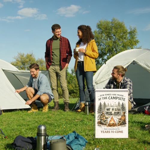 Image of Nuxovilar Camping Flag Fire Pit Garden Flag 12x18 Inches Polyester