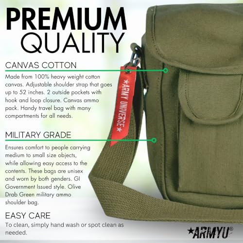 Olive Drab Green Canvas Ammo Military Shoulder Bag Tactical Ammo Pack Mini Shoulder Bag with Strap2