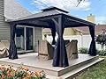 PURPLE LEAF 10' X 14' Hardtop Gazebo Pavilion for Outdoor with Netting and Curtains Deck Backyard Heavy Duty Sunshade Large Metal Patio Permanent Canopy