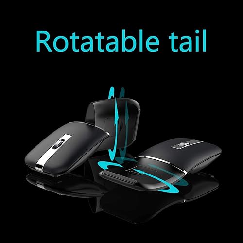 Miniatura 3 de WFB Ratón inalámbrico Bluetooth para portátil, arco plegable giratorio de 180° con clic silencioso, portátil, curvado para el hogar, oficina, viajes