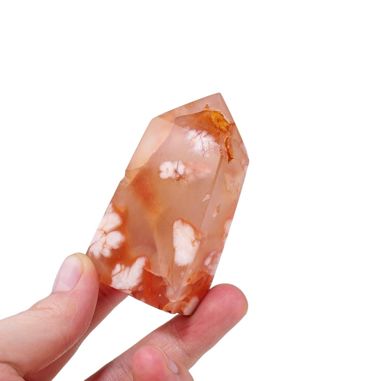 LLBOGRGGN Red Cherry Agate Crystal Point Tower Gemstone Quartz Stone Four Side Column Obelisk Ornaments (Size : 50-70g)